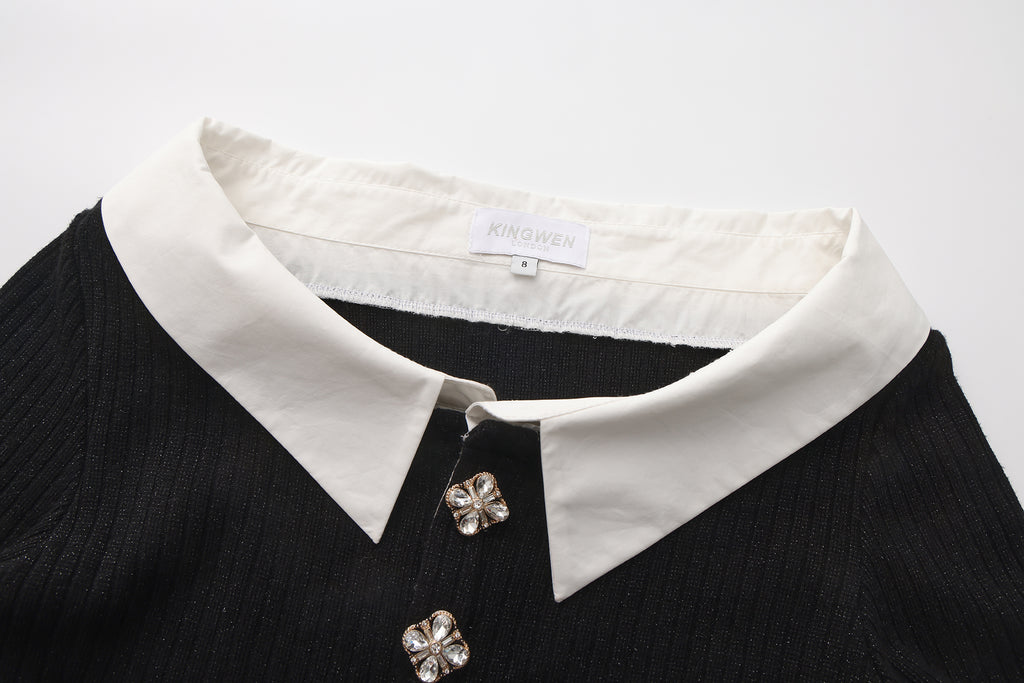 Black Knit Patchwork Base Layer