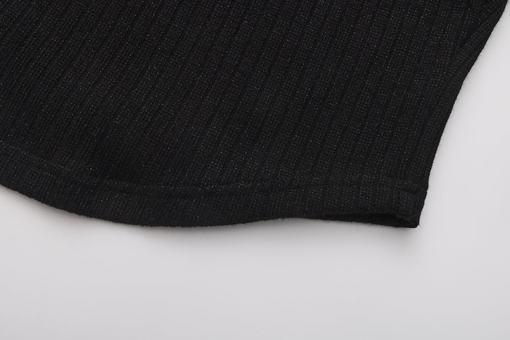 Black Knit Patchwork Base Layer
