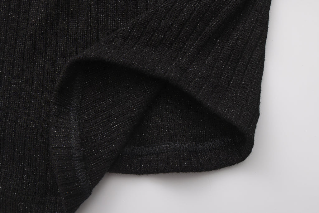 Black Knit Patchwork Base Layer