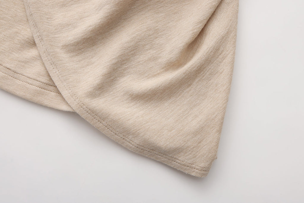 Light Camel One-Shoulder Iris Floral Knit Top