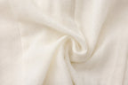 Beige V-Neck Blouse with Belt Buckle & Ruffle Trim