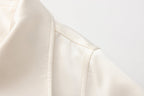 White Stand Collar Double-Breasted Chain Trench Coat