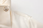 White Stand Collar Double-Breasted Chain Trench Coat