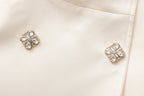 White Stand Collar Double-Breasted Chain Trench Coat