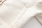 White Stand Collar Double-Breasted Chain Trench Coat