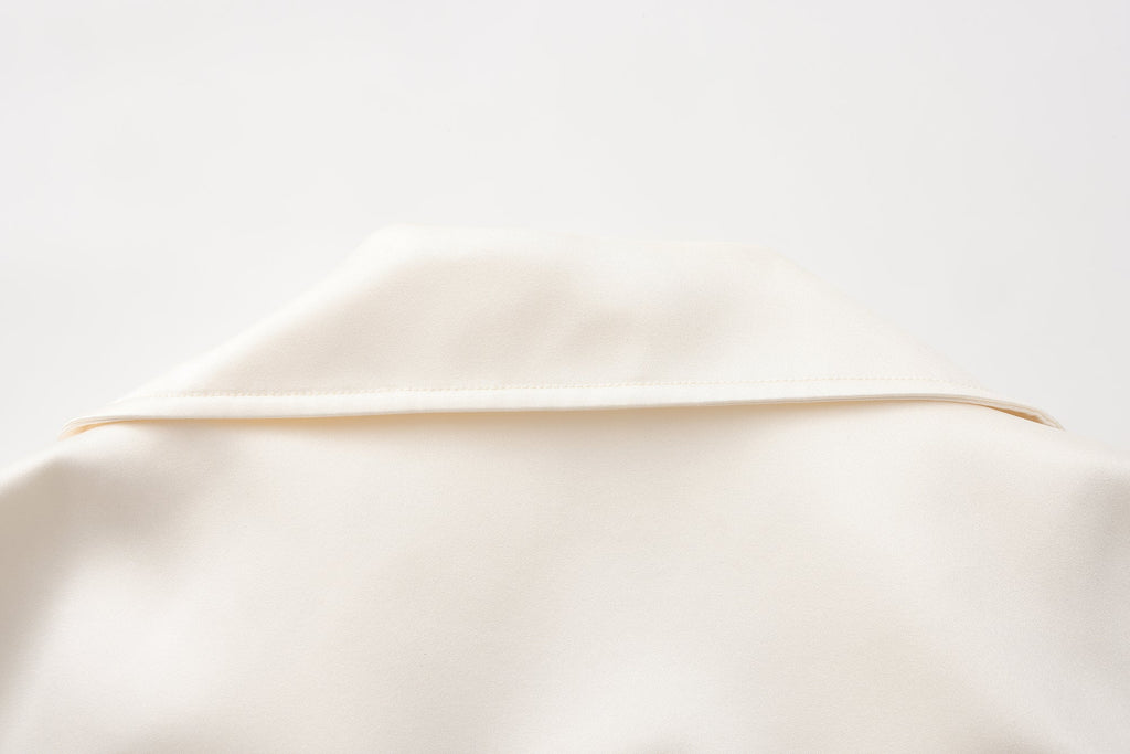 White Stand Collar Double-Breasted Chain Trench Coat
