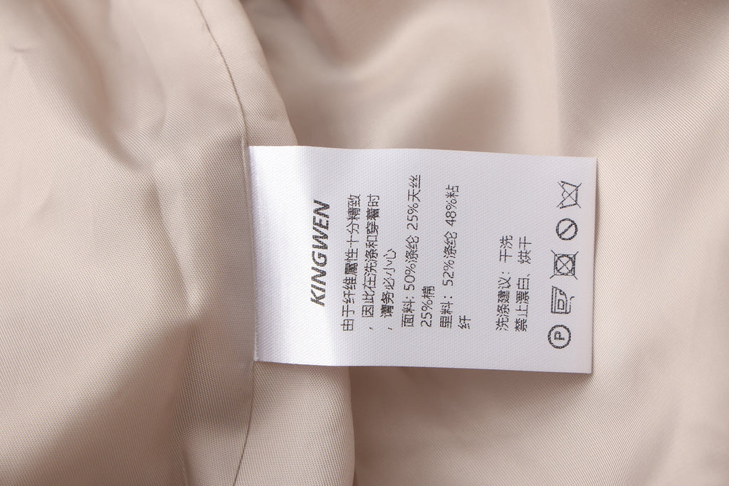 Light Grey Stand Collar Double-Breasted Chain Trench Coat