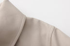 Light Grey Stand Collar Double-Breasted Chain Trench Coat
