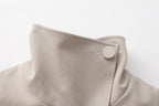 Light Grey Stand Collar Double-Breasted Chain Trench Coat