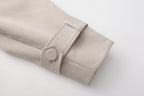 Light Grey Stand Collar Double-Breasted Chain Trench Coat