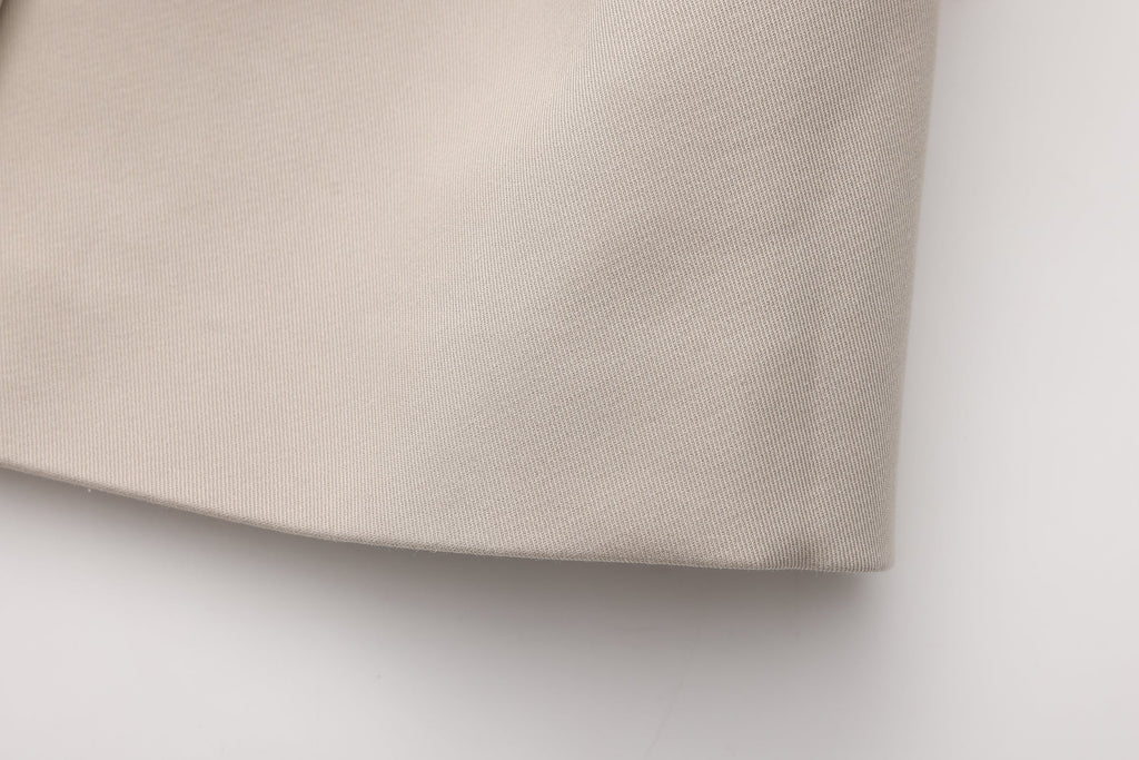 Light Grey Stand Collar Double-Breasted Chain Trench Coat