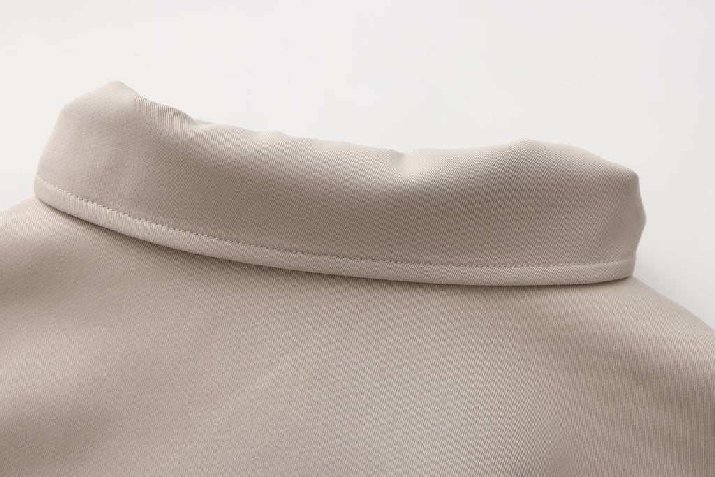 Light Grey Stand Collar Double-Breasted Chain Trench Coat