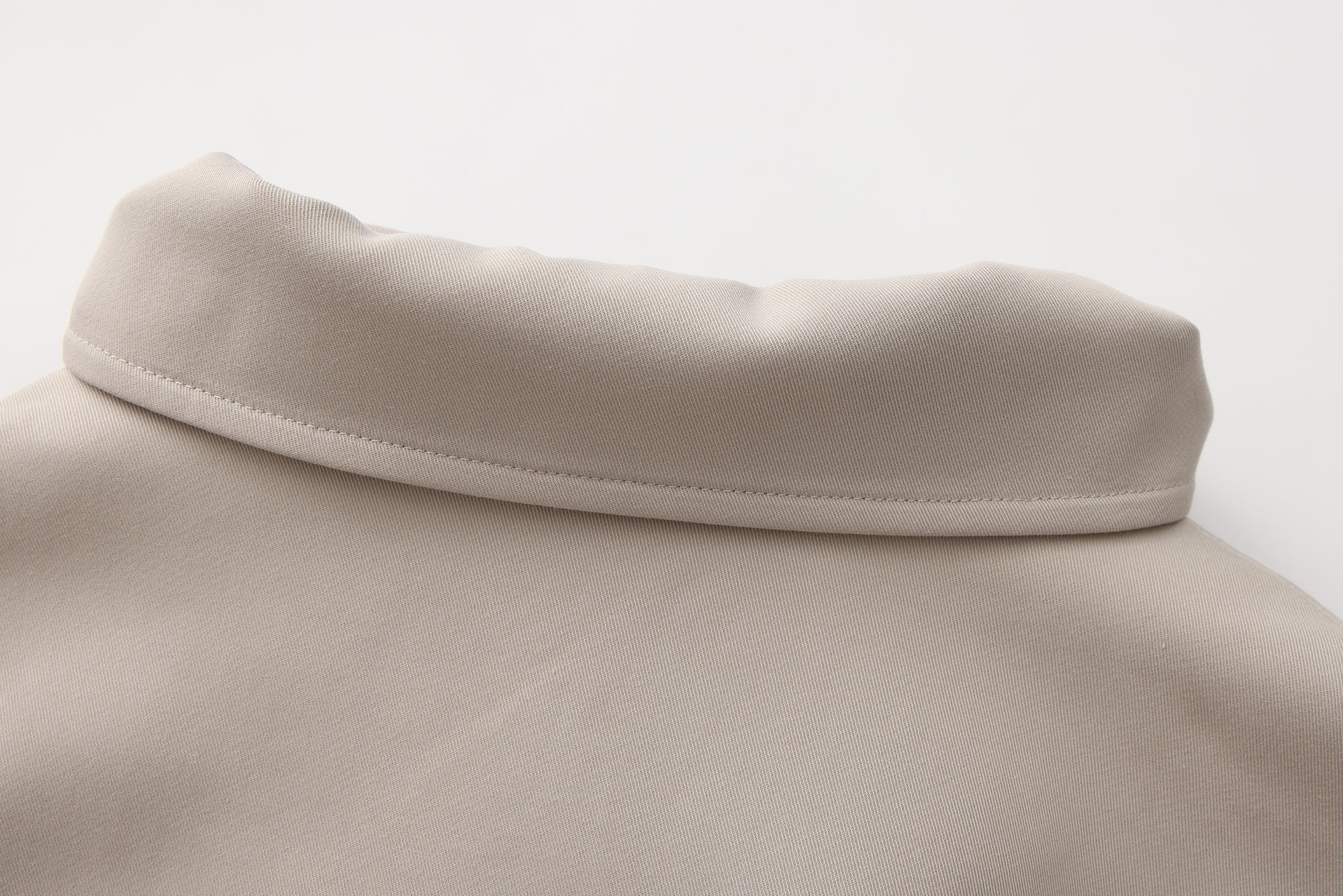 Light Grey Stand Collar Double-Breasted Chain Trench Coat