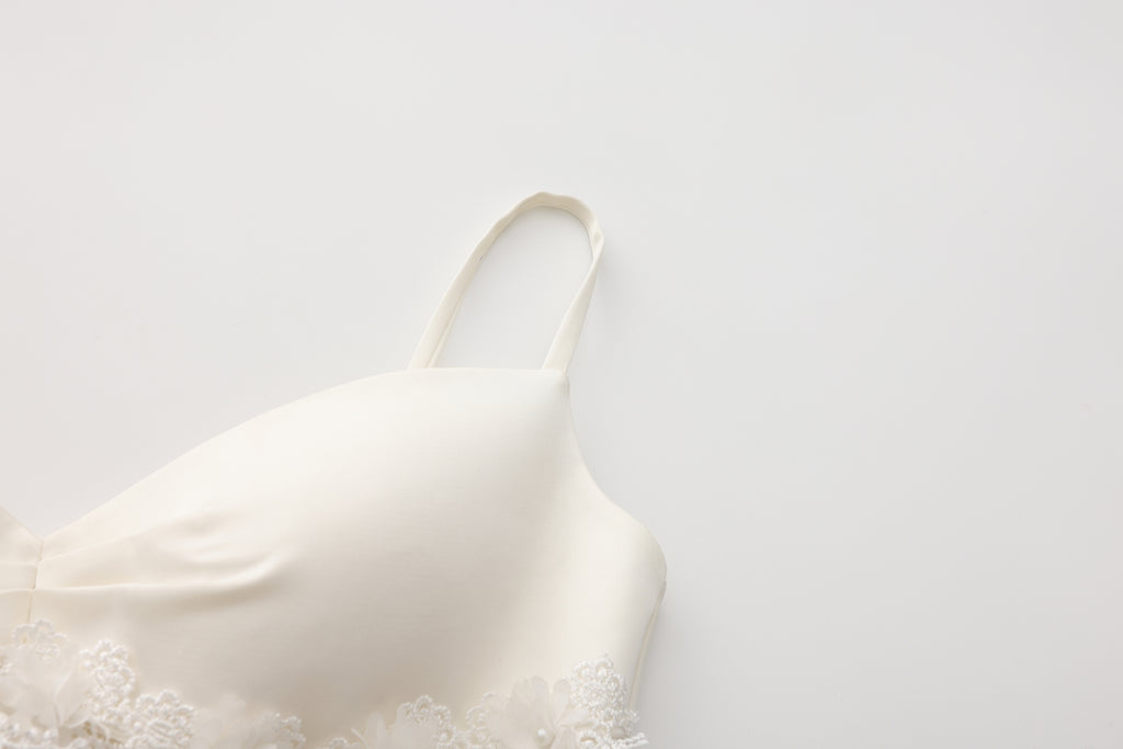 WHITE SANTINE LACE DRESS