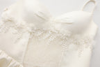 WHITE SANTINE LACE DRESS
