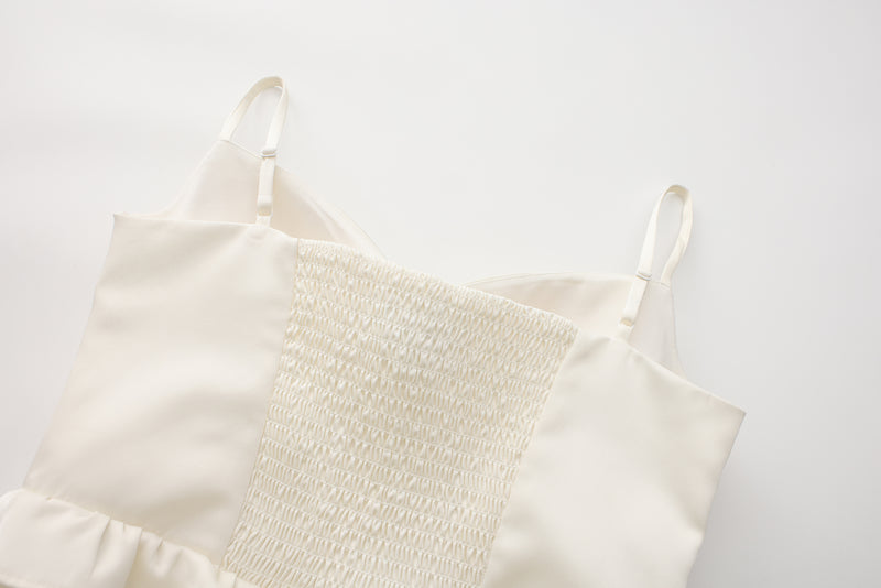 WHITE SANTINE LACE DRESS
