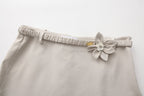 Light Grey A-Line Skirt with Beaded