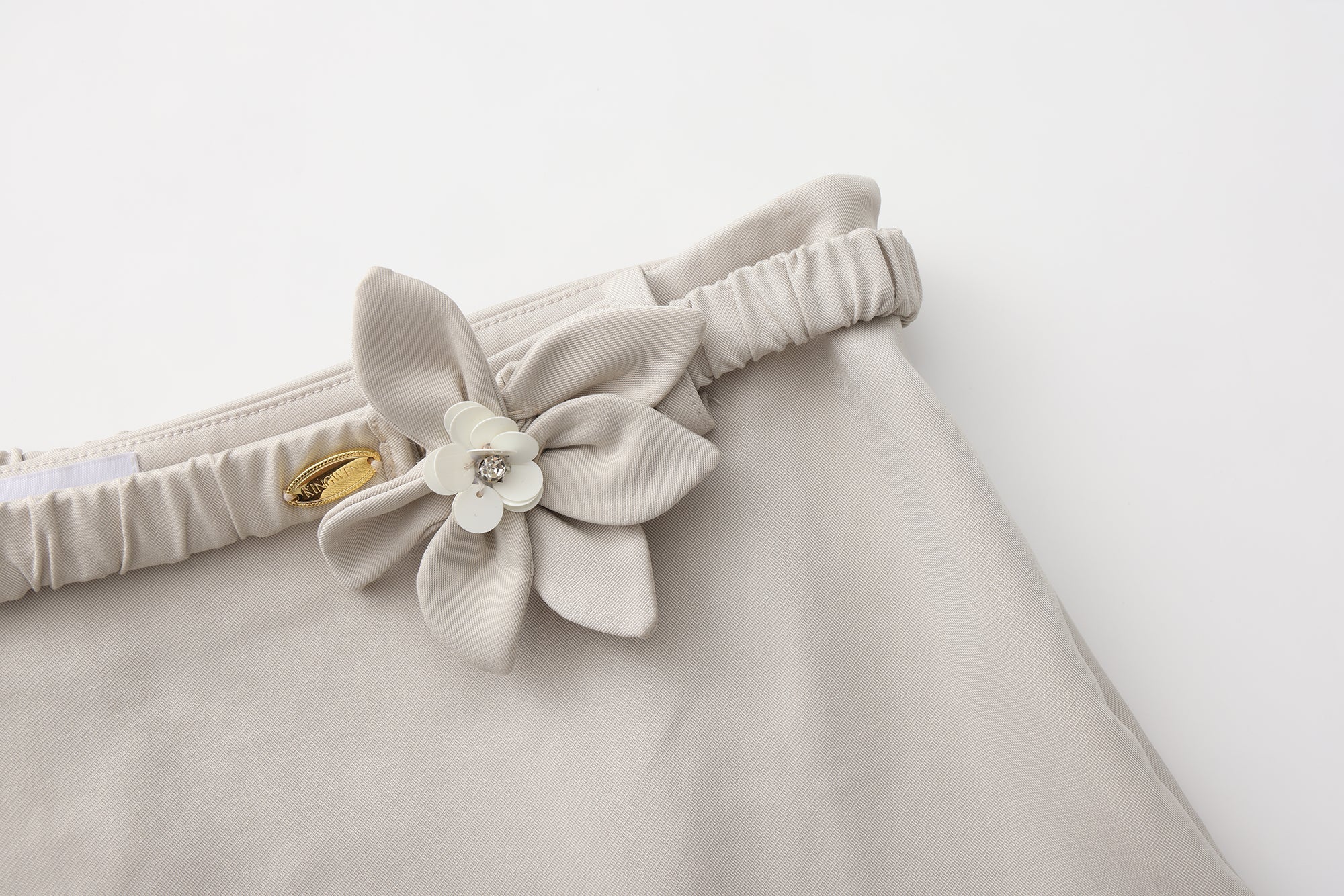 Light Grey A-Line Skirt with Beaded