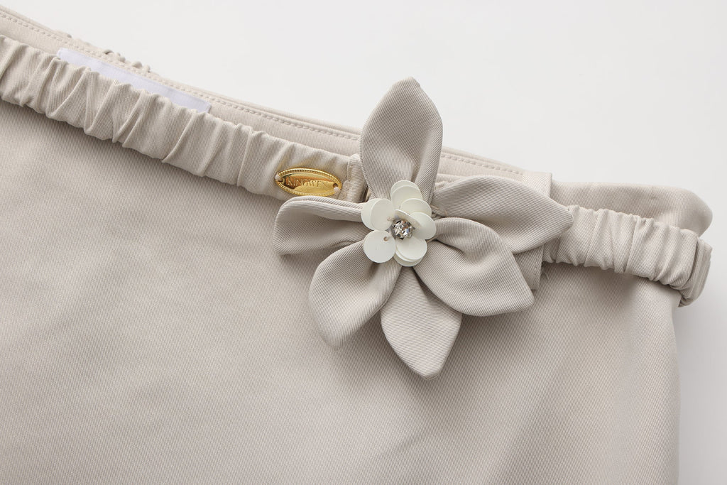 Light Grey A-Line Skirt with Beaded