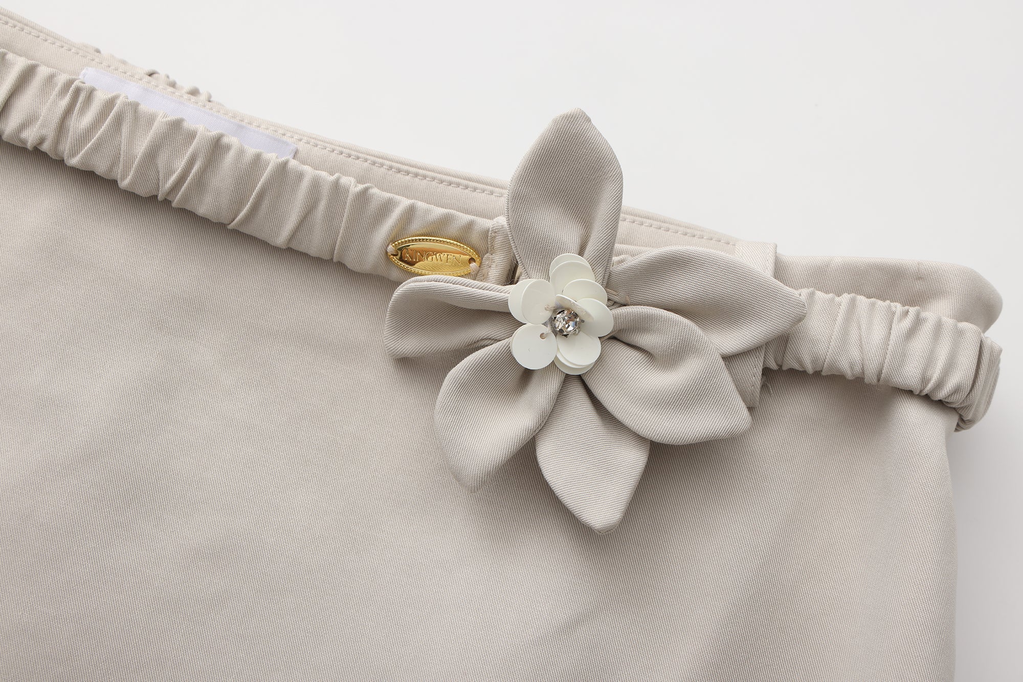 Light Grey A-Line Skirt with Beaded