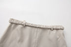Light Grey A-Line Skirt with Beaded