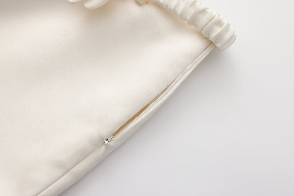 White A-Line Skirt with Beaded