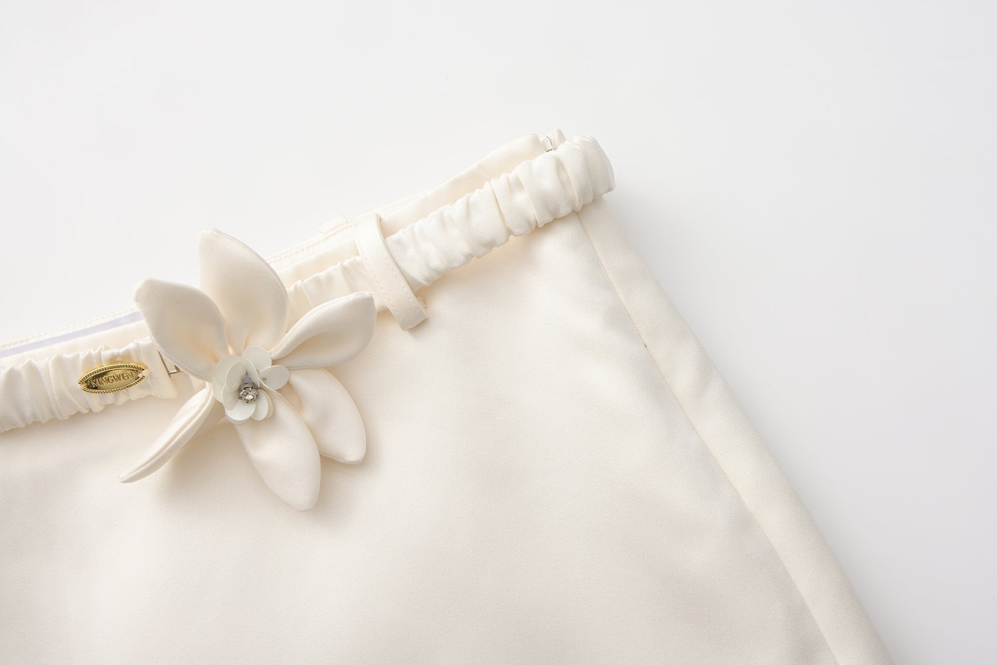 White A-Line Skirt with Beaded