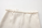 White A-Line Skirt with Beaded