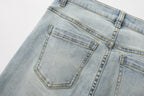 Light Blue Slim Fit Flare Jeans with Metal Buckle