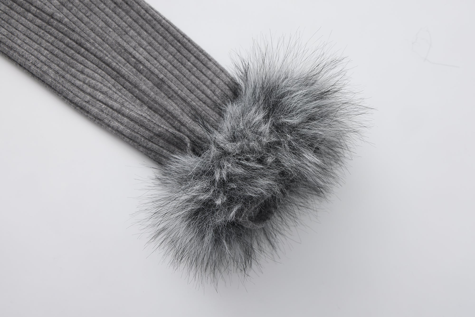 Grey Spliced Furry Collar Gold Button Cardigan