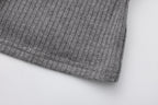 Grey Spliced Furry Collar Gold Button Cardigan
