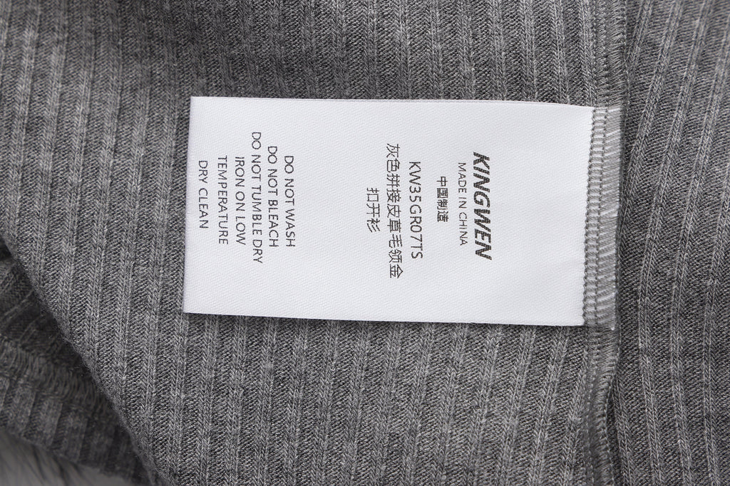 Grey Spliced Furry Collar Gold Button Cardigan