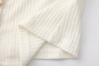 White Spliced Furry Collar Gold Button Cardigan
