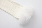 White Spliced Furry Collar Gold Button Cardigan