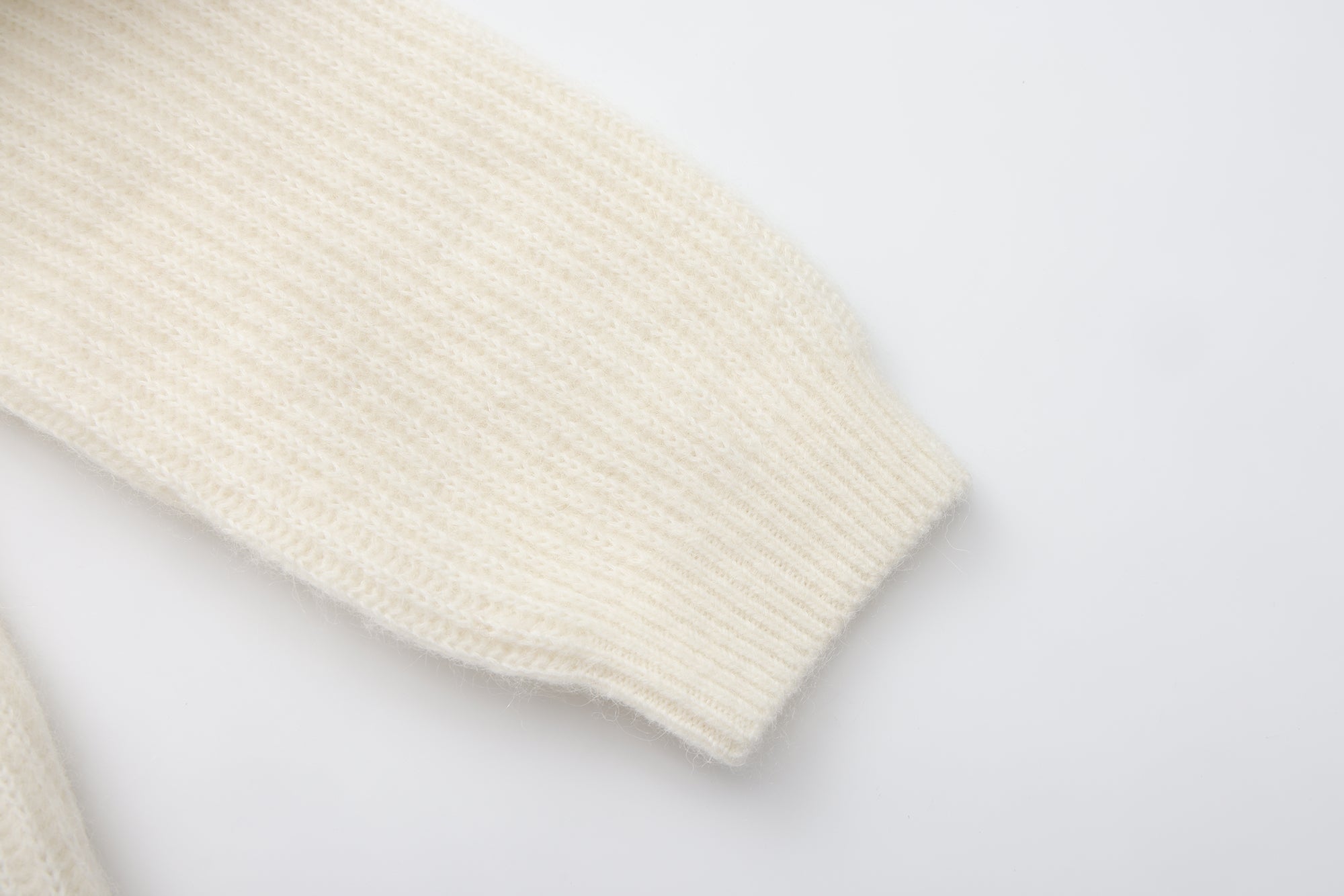 White Off-Shoulder Leather Buckle Iris Pattern Sweater