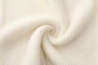 White Off-Shoulder Leather Buckle Iris Pattern Sweater