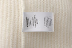 White Off-Shoulder Leather Buckle Iris Pattern Sweater