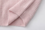Pink Off-Shoulder Leather Buckle Iris Pattern Sweater
