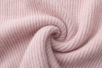 Pink Off-Shoulder Leather Buckle Iris Pattern Sweater