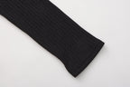 Black Silver Thread U-Neck Lace Trim Knit Cardigan