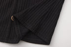 Black Silver Thread U-Neck Lace Trim Knit Cardigan