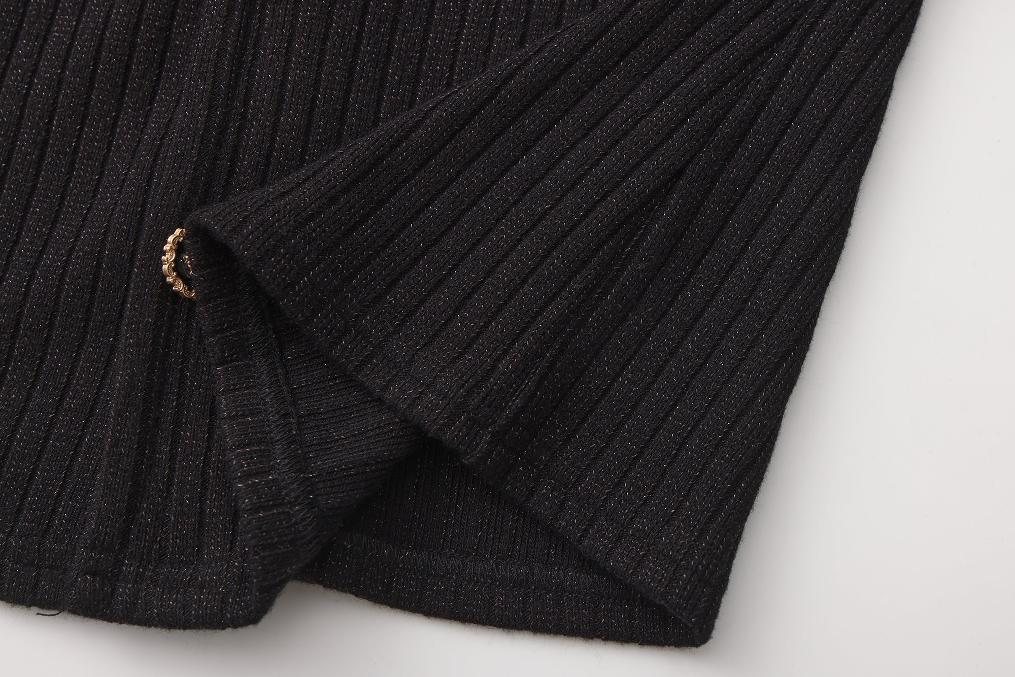 Black Silver Thread U-Neck Lace Trim Knit Cardigan