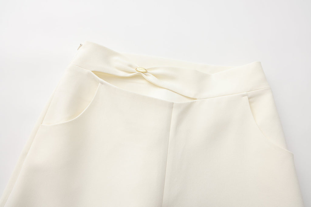 Off-White Bow Hollow Spliced Straight-Leg Pants