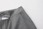 Warm Grey Bow Hollow Spliced Straight-Leg Pants