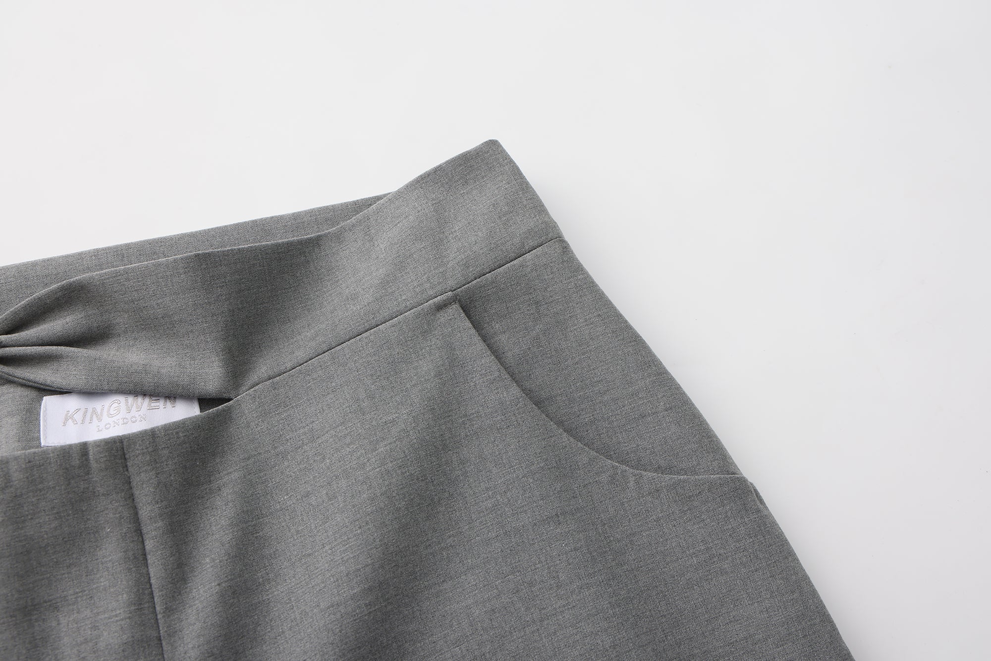 Warm Grey Bow Hollow Spliced Straight-Leg Pants