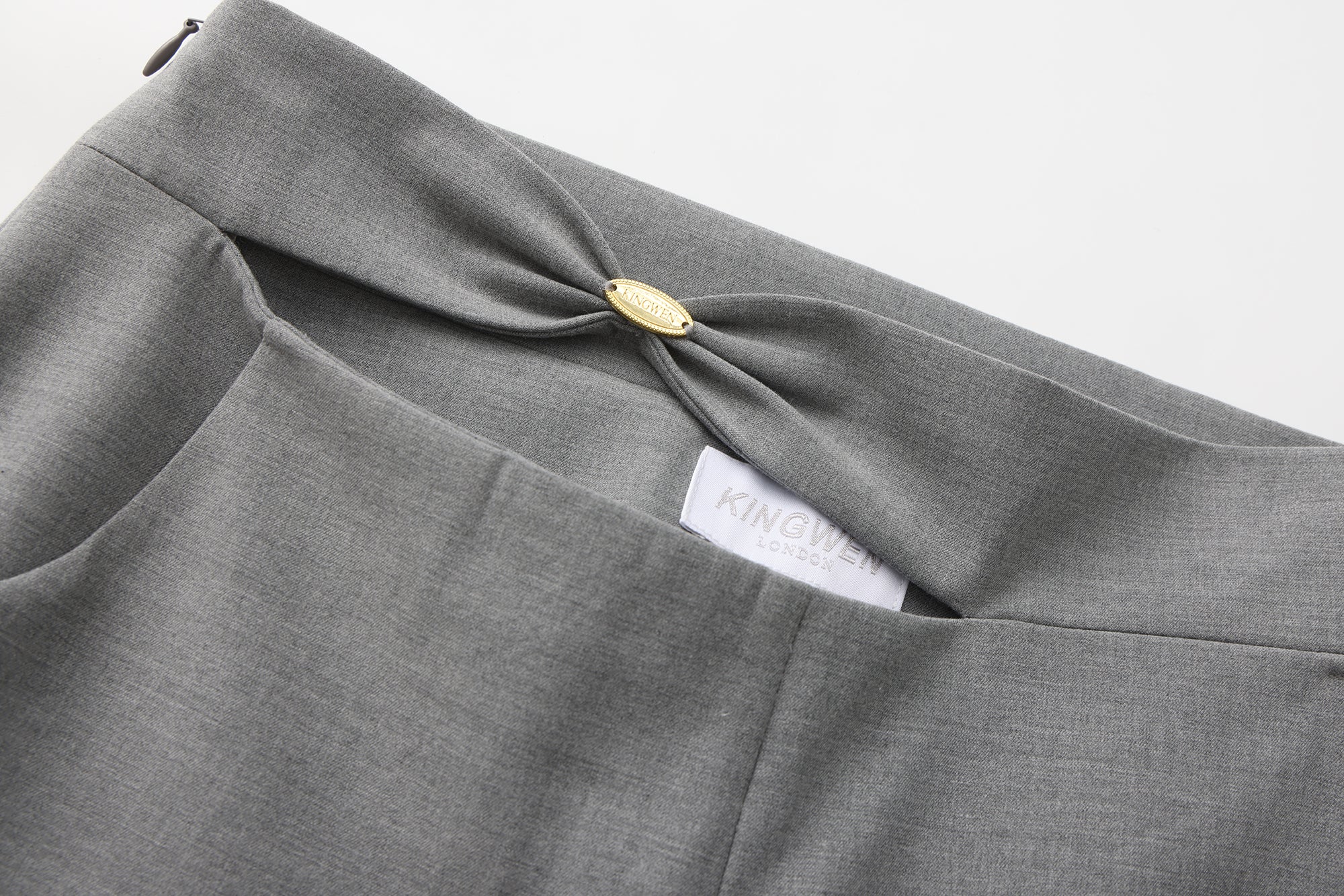 Warm Grey Bow Hollow Spliced Straight-Leg Pants