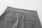 Warm Grey Bow Hollow Spliced Straight-Leg Pants