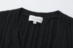 Black Oversized Knit Chain Detail Gold Button Cardigan Coat