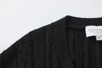 Black Oversized Knit Chain Detail Gold Button Cardigan Coat