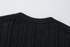 Black Oversized Knit Chain Detail Gold Button Cardigan Coat